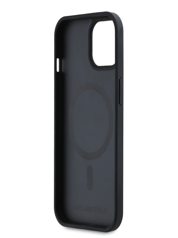 Karl Lagerfeld PU Karl Heads Pattern Magsafe заден капак за iPhone 15 Black Karl Lagerfeld
