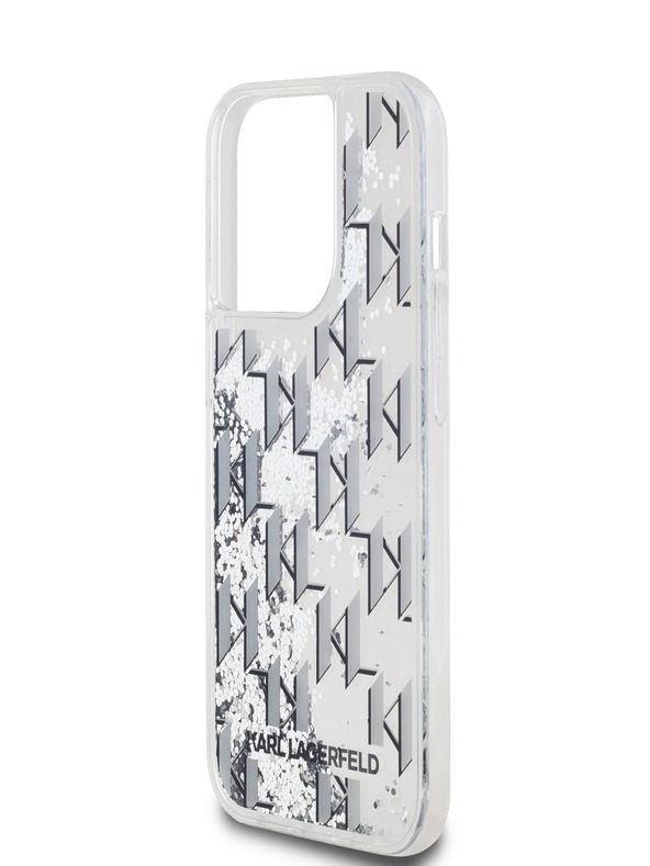 Karl Lagerfeld Заден капак с течен блясък с монограм и градиент за iPhone 14 Pro White Karl Lagerfeld