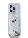 Karl Lagerfeld Karl Lagerfeld Liquid Glitter Karl and Choupette Heads MagSafe Back Cover за iPhone 15 Pro Transparent