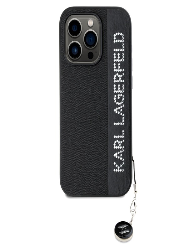 Karl Lagerfeld Karl Lagerfeld PU Saffiano Rhinestone Charm Заден капак за iPhone 15 Pro Max Black