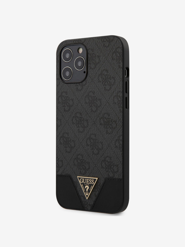 Guess Guess PU 4G Триъгълен заден капак за iPhone 12 Pro Max 6.7 Сив