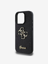 Guess Guess PU Fixed Glitter 4G Metal Logo Back Cover за iPhone 16 Pro Max Black