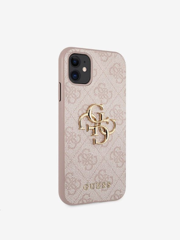 Guess Guess PU 4G Метален заден капак с лого за iPhone 11 Pink