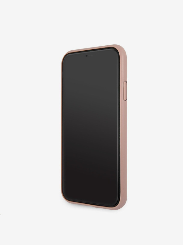 Guess Guess PU 4G Метален заден капак с лого за iPhone 11 Pink