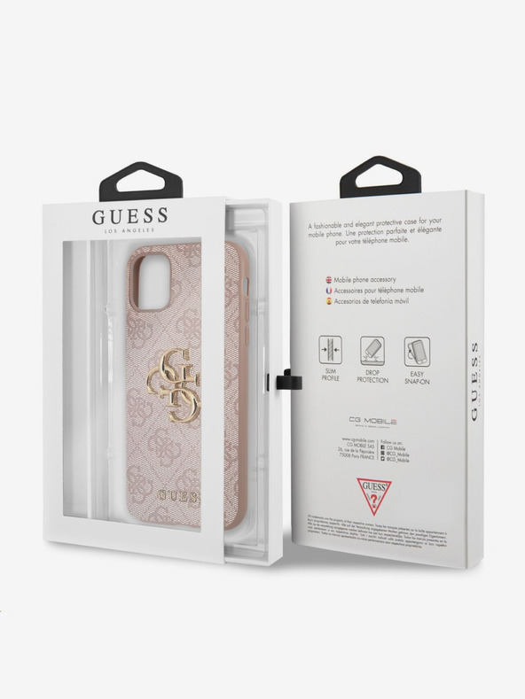 Guess Guess PU 4G Метален заден капак с лого за iPhone 11 Pink