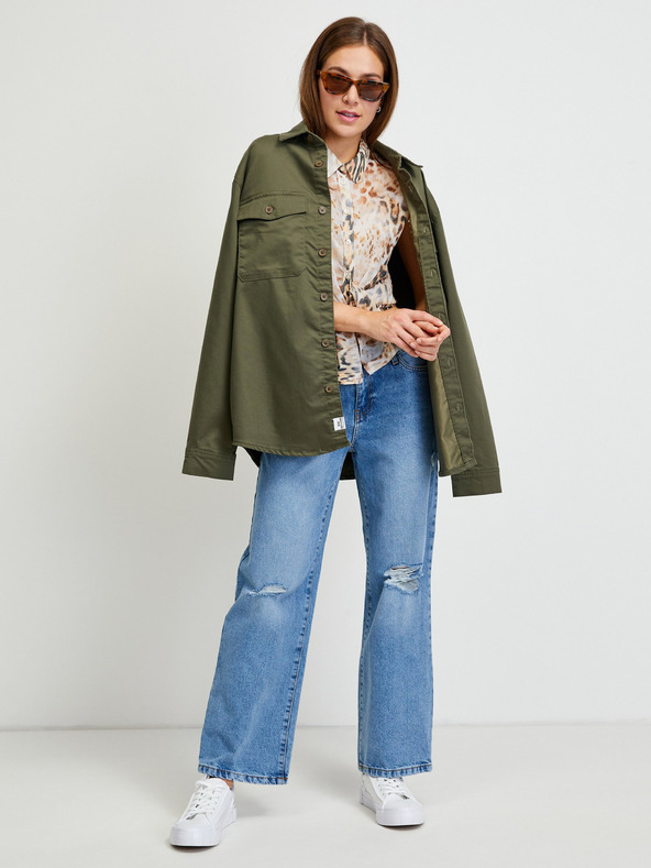 Guess Светлокафява дамска риза с шарка Guess