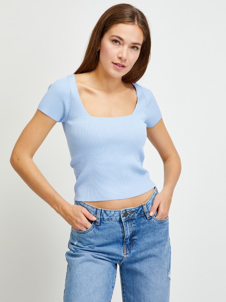 Guess Светлосиня дамска риза с изрязани ребра Guess