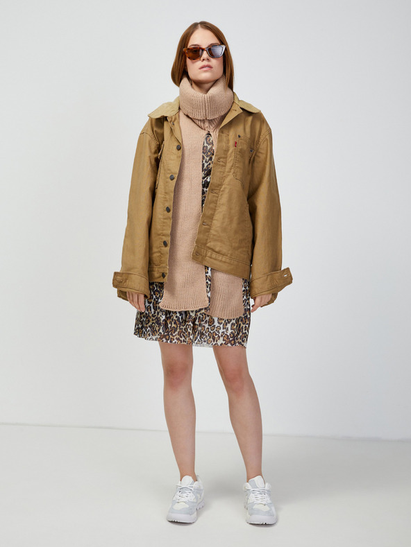 Guess Кафява рокля с животински принт Guess Enora