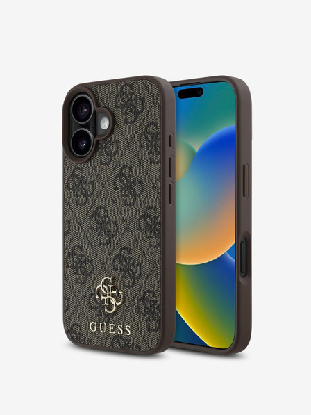 Guess Guess PU 4G Small Metal Logo MagSafe Back Cover за iPhone 16 Brown