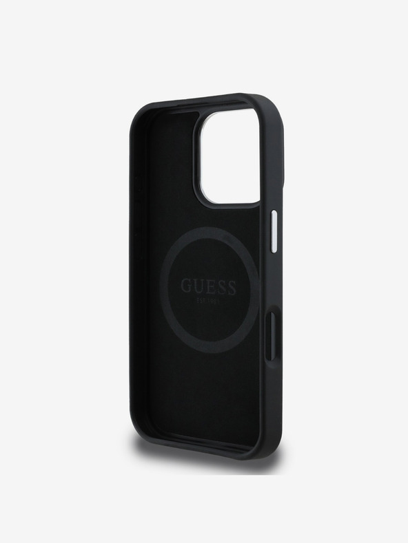 Guess Guess PU Grained Triangle Logo Back Cover за iPhone 16 Pro Max Black