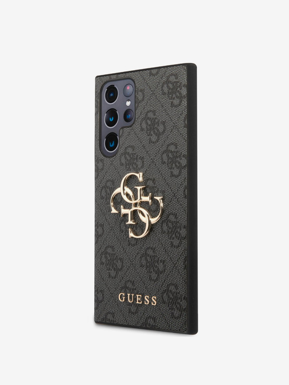 Guess PU 4G Metal Logo Zadní Kryt pro Samsung Galaxy S23 Ultra Grey Калъф за телефон