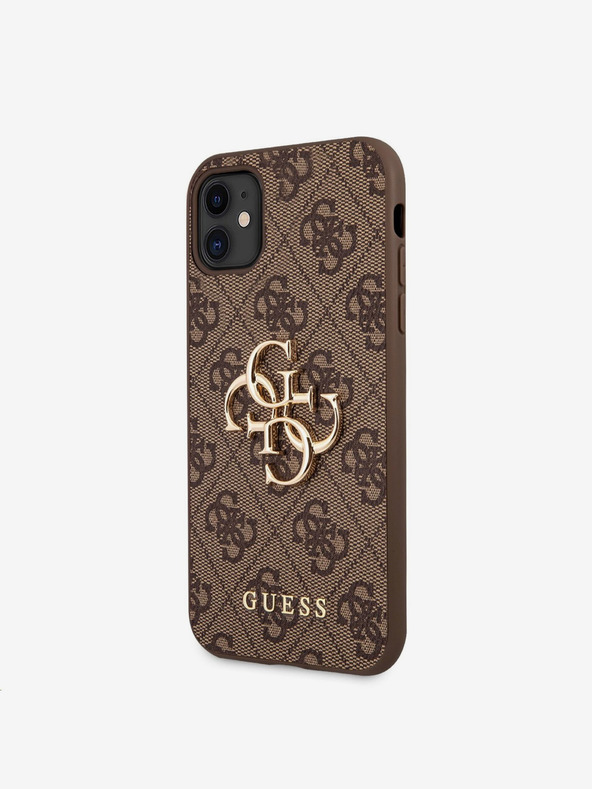 Guess Guess PU 4G метално лого заден капак за iPhone 11 Brown