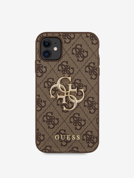 Guess Guess PU 4G метално лого заден капак за iPhone 11 Brown