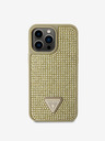 Guess Guess Триъгълник с метално лого Guess Rhinestones за iPhone 15 Pro Max Gold