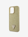 Guess Guess Триъгълник с метално лого Guess Rhinestones за iPhone 15 Pro Max Gold