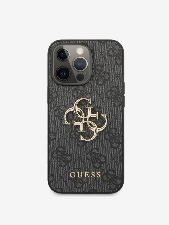Guess Guess PU 4G Метално лого заден капак за iPhone 13 Pro Max Grey