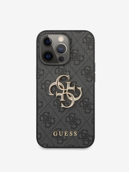 Guess Guess PU 4G Метално лого заден капак за iPhone 13 Pro Max Grey