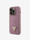 Guess Guess Триъгълник с метално лого Guess Rhinestones за iPhone 15 Pro Pink