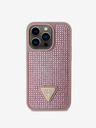 Guess Guess Триъгълник с метално лого Guess Rhinestones за iPhone 15 Pro Pink