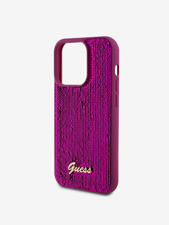 Guess Guess Sequin Script Logo заден капак за iPhone 14 Pro Max Magenta