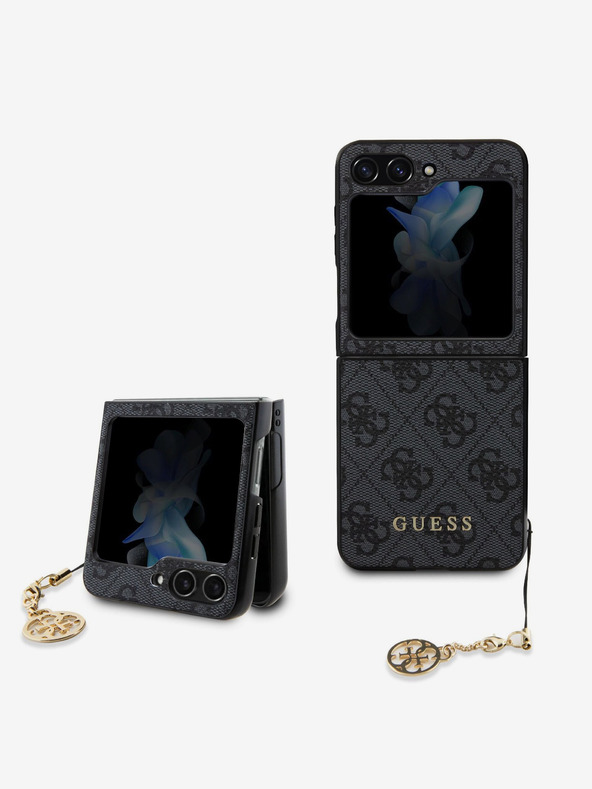 Guess 4G Charm Zadní Kryt pro Samsung Galaxy Z Flip 5 Grey Калъф за телефон