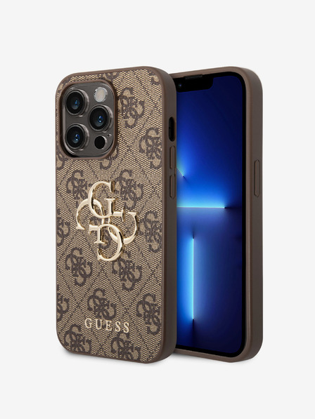 Guess Guess PU 4G Metal Logo Back Cover за iPhone 15 Pro Brown