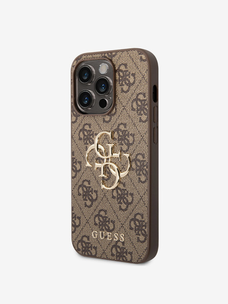 Guess Guess PU 4G Metal Logo Back Cover за iPhone 15 Pro Brown