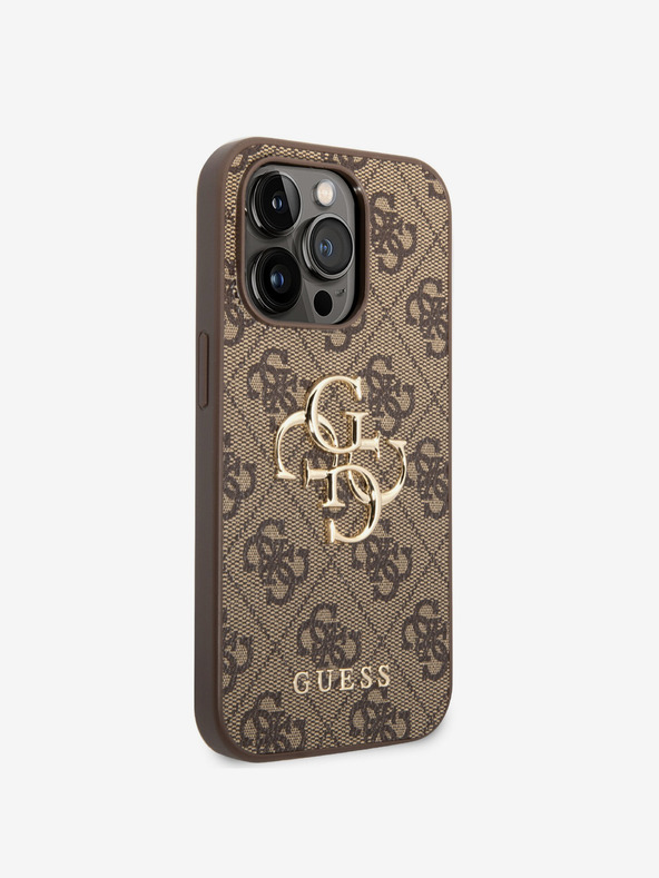 Guess Guess PU 4G Metal Logo Back Cover за iPhone 15 Pro Brown