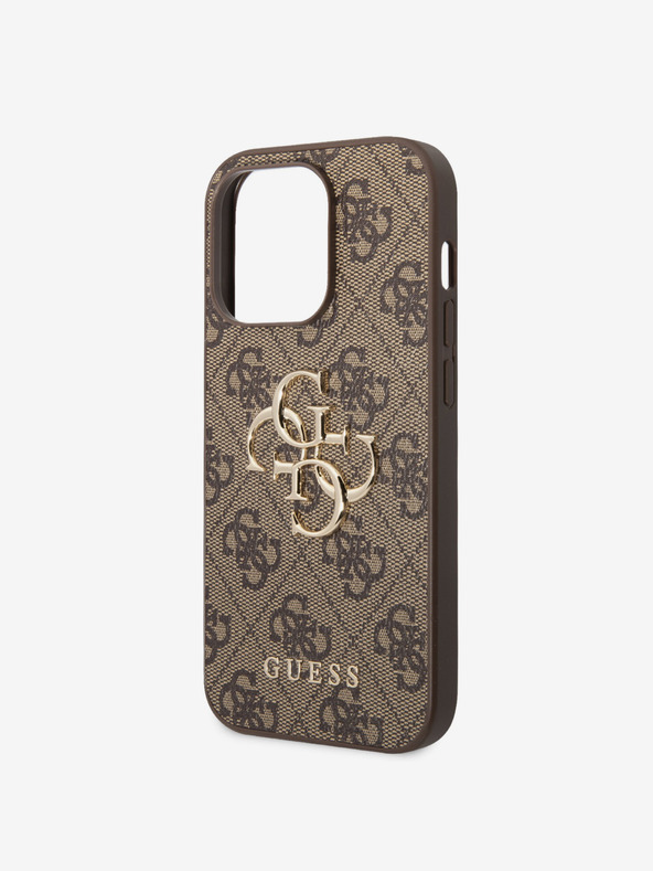 Guess Guess PU 4G Metal Logo Back Cover за iPhone 15 Pro Brown