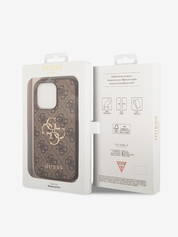 Guess Guess PU 4G Metal Logo Back Cover за iPhone 15 Pro Brown