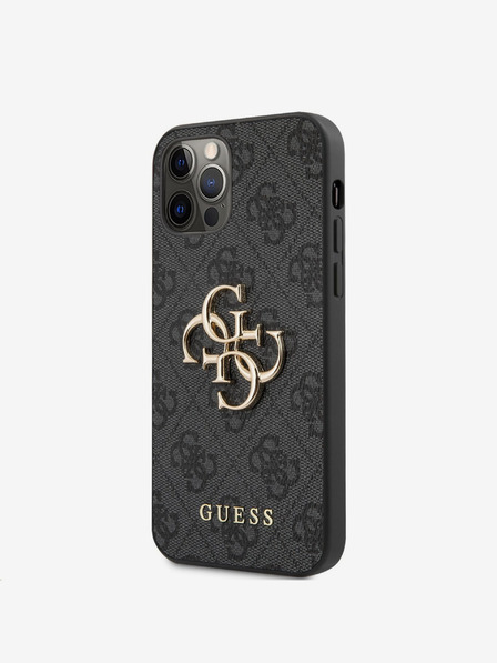 Guess Guess PU 4G Metal Logo Заден капак за iPhone 12 Pro Max Grey