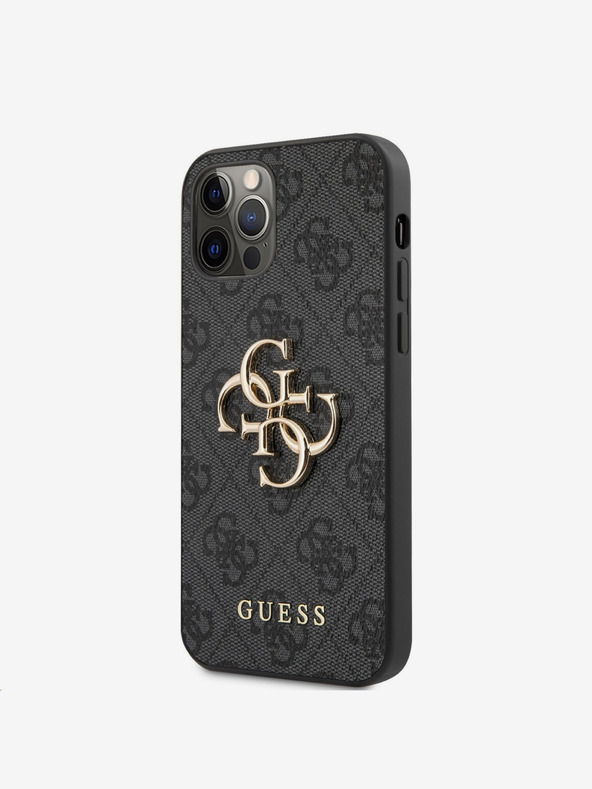 Guess Guess PU 4G Metal Logo Заден капак за iPhone 12 Pro Max Grey