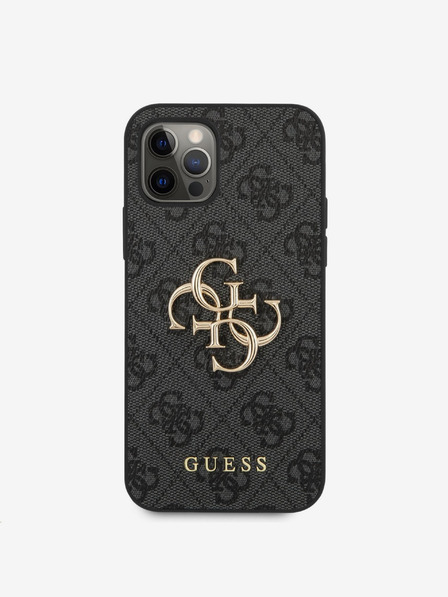 Guess Guess PU 4G Metal Logo Заден капак за iPhone 12 Pro Max Grey