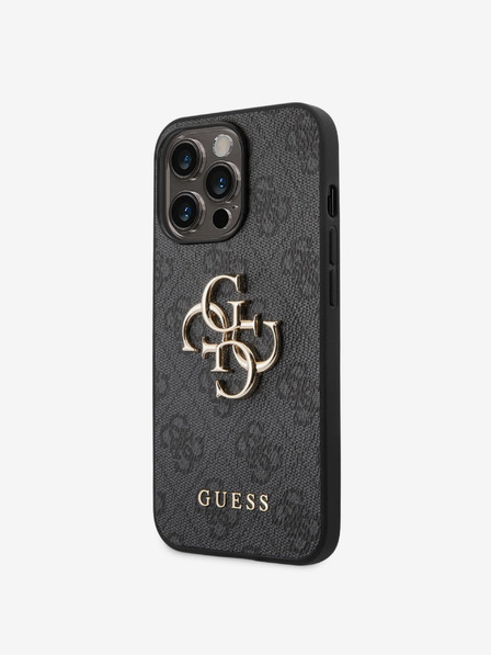 Guess Guess PU 4G метално лого заден капак за iPhone 14 Pro сив