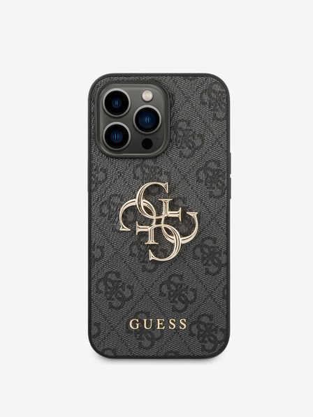 Guess Guess PU 4G метално лого заден капак за iPhone 14 Pro сив