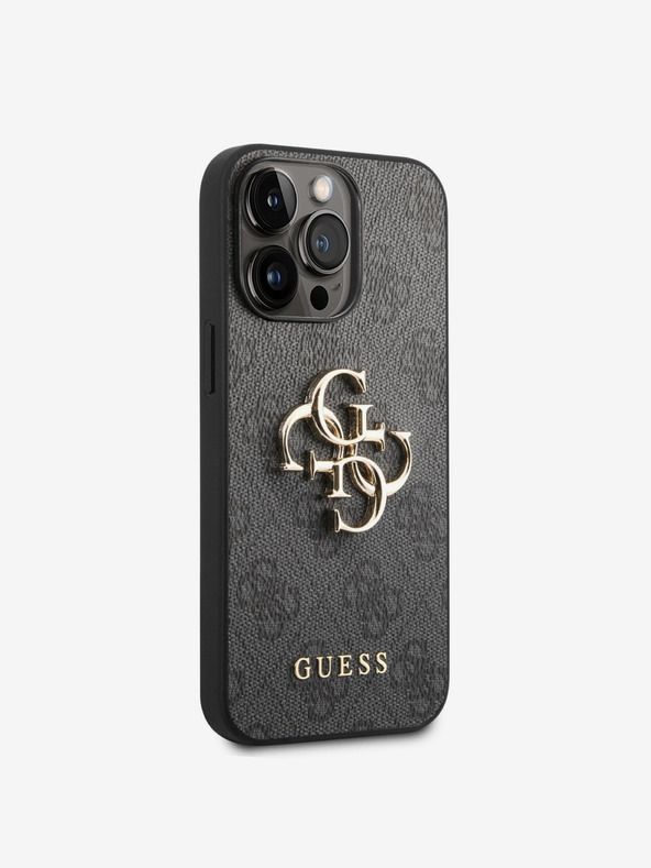 Guess Guess PU 4G метално лого заден капак за iPhone 14 Pro сив