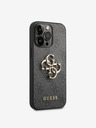 Guess Guess PU 4G метално лого заден капак за iPhone 14 Pro сив
