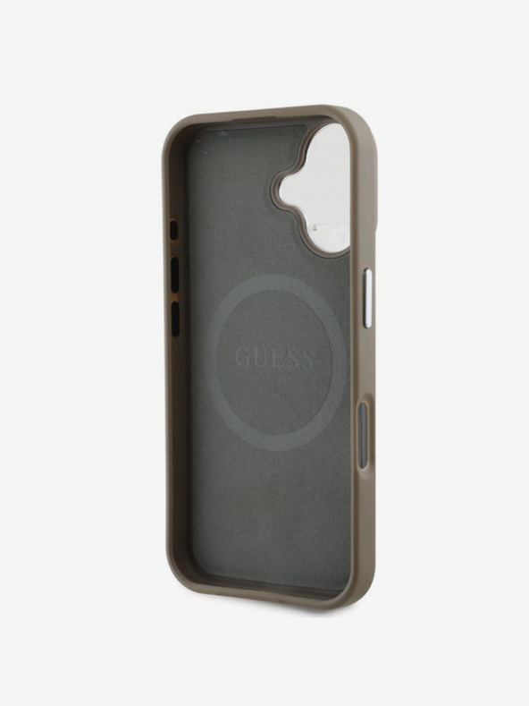 Guess Guess PU Grained Triangle Logo Back Cover за iPhone 16 Brown