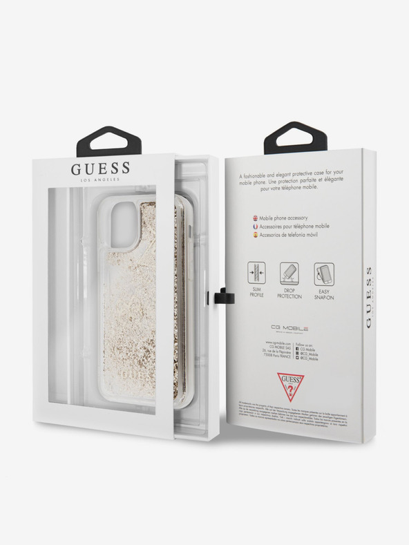 Guess Glitter Hearts Zadní Kryt pro iPhone 11 Gold Калъф за телефон