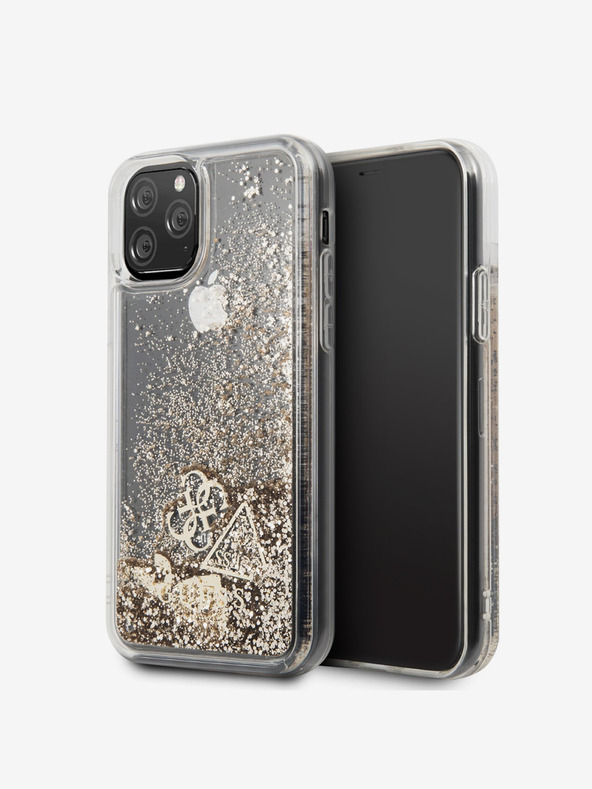 Guess Glitter Hearts Zadní Kryt pro iPhone 11 Gold Калъф за телефон