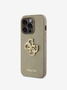 Guess Guess PU Perforated 4G Glitter Metal Logo Back Cover за iPhone 15 Pro Gold