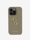 Guess Guess PU Perforated 4G Glitter Metal Logo Back Cover за iPhone 15 Pro Gold