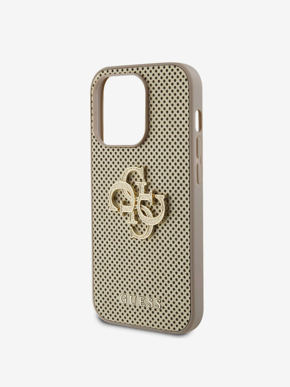 Guess Guess PU Perforated 4G Glitter Metal Logo Back Cover за iPhone 15 Pro Gold