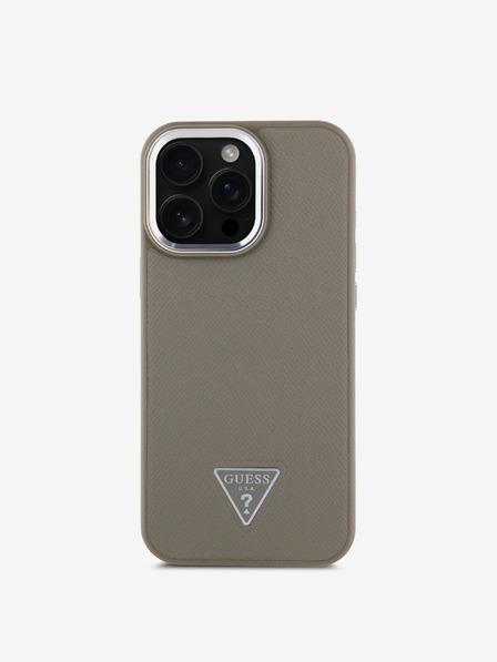 Guess Guess PU Grained Triangle Logo Back Cover за iPhone 16 Pro Brown