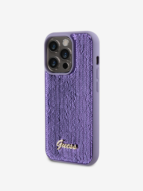 Guess Guess Sequin Script Logo Back Cover за iPhone 14 Pro Purple