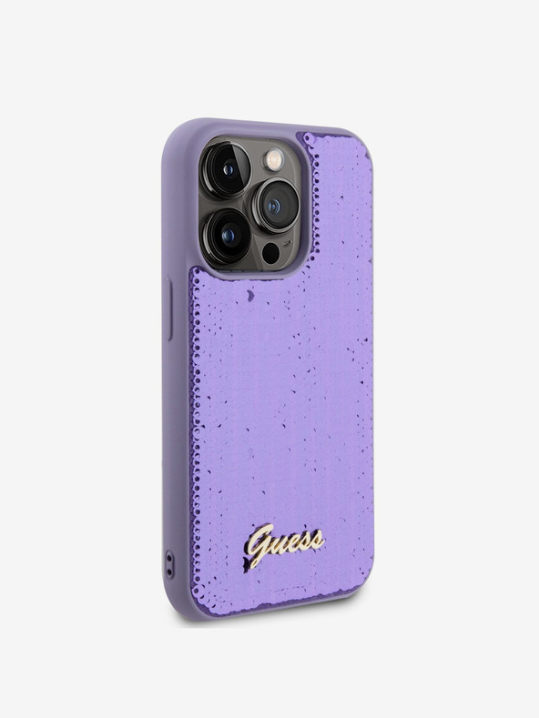 Guess Guess Sequin Script Logo Back Cover за iPhone 14 Pro Purple