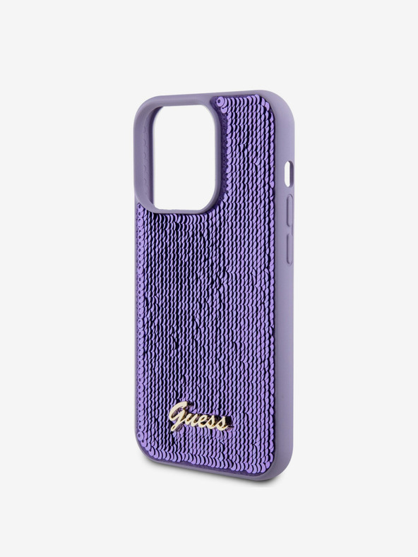 Guess Guess Sequin Script Logo Back Cover за iPhone 14 Pro Purple