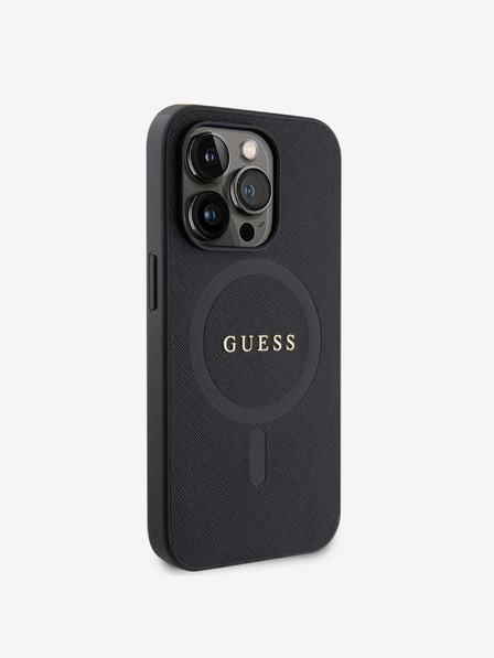 Guess PU Saffiano MagSafe Zadní Kryt pro iPhone 15 Pro Max Black Калъф за телефон