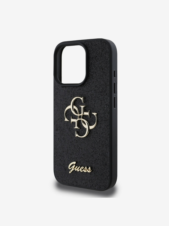 Guess Guess PU Fixed Glitter 4G Metal Logo Back Cover за iPhone 16 Pro Black