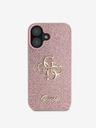 Guess Guess PU Fixed Glitter 4G Metal Logo Back Cover за iPhone 16 Pink